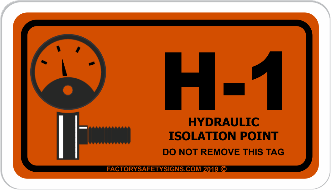 Hydraulic Pressure Lockout Point Identification Tag Visual Safety