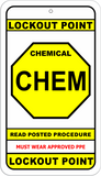 Chemical Lockout Point Identification Tag