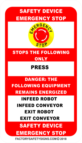 Custom Emergency Stop Identification Tag