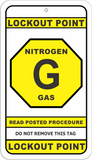 Gas NITROGEN Lockout Point Identification Tag