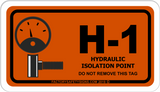 Hydraulic Pressure Lockout Point Identification Tag