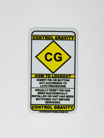 CG Control Gravity Lockout Point Identification Tag PIN/BOTTOM OUT