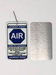 Air Lockout Point Identification Tag For VALVE