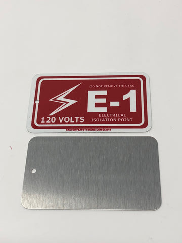 Electrical Lockout Point Identification Tag E-1 120 volts Electric