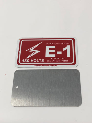 Electrical Lockout Point Identification Tag E-1 480 volts Electric