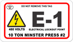 Electrical Lockout Point Identification Tag CUSTOM