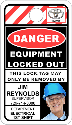 Employee Lockout Identification Tag CUSTOM WITH PHOTO